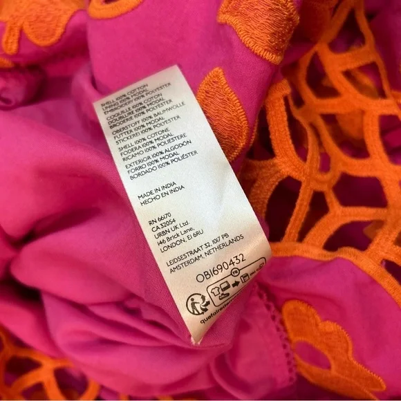 Anthropologie Vibrant Pink and Orange Midi Dress - Picture 2 of 12